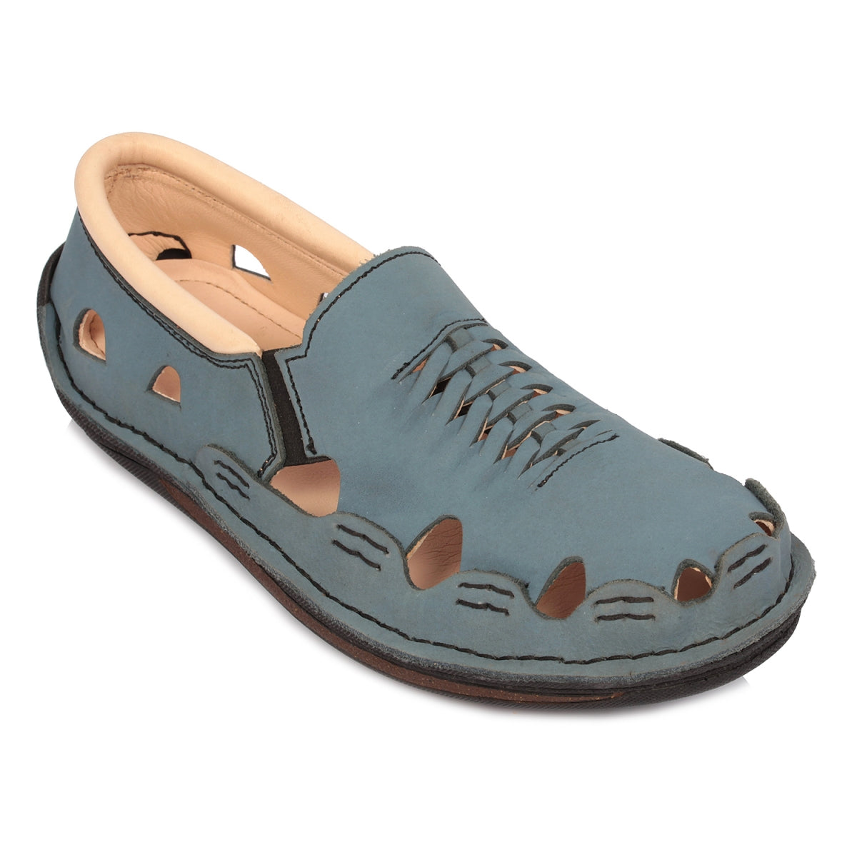 blue men's leather sandal