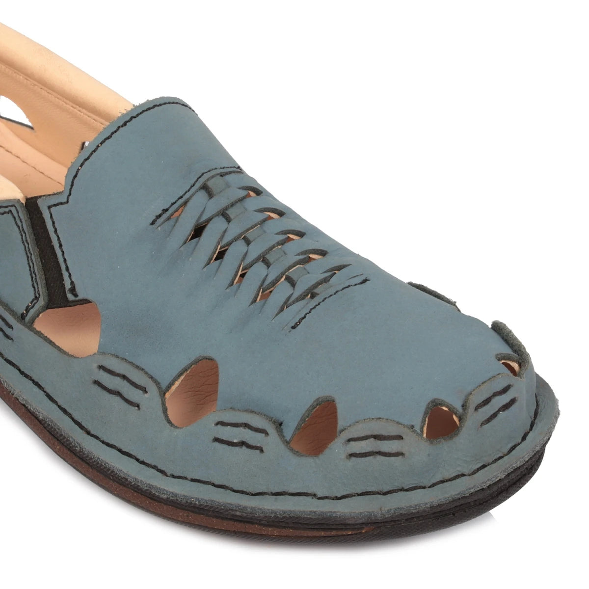 Pure Leather Blue Sandal, with Driving Shoe Sole - Transformer Blue, DMRONBLU26