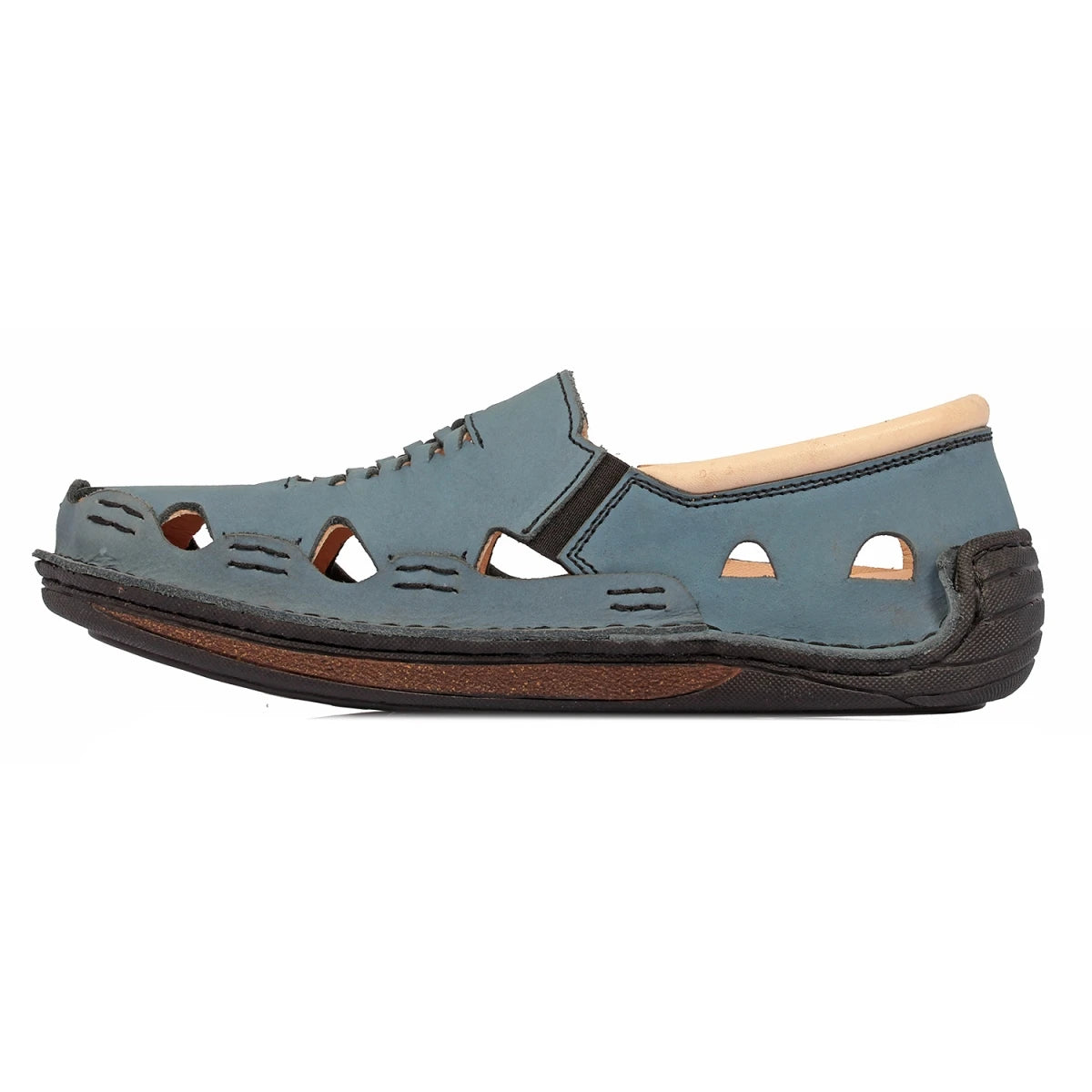 Pure Leather Blue Sandal, with Driving Shoe Sole - Transformer Blue, DMRONBLU26