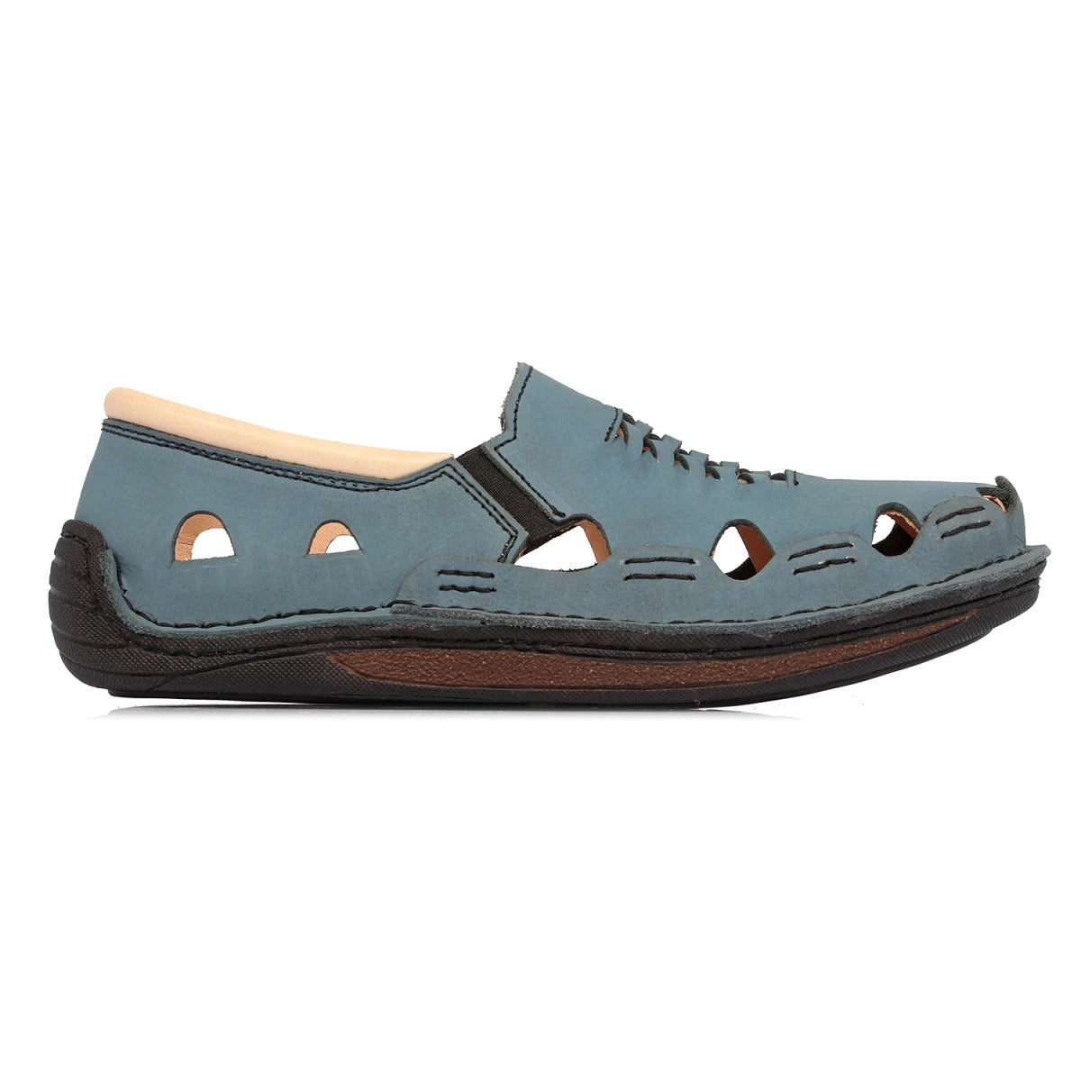 Pure Leather Blue Sandal, with Driving Shoe Sole - Transformer Blue, DMRONBLU26