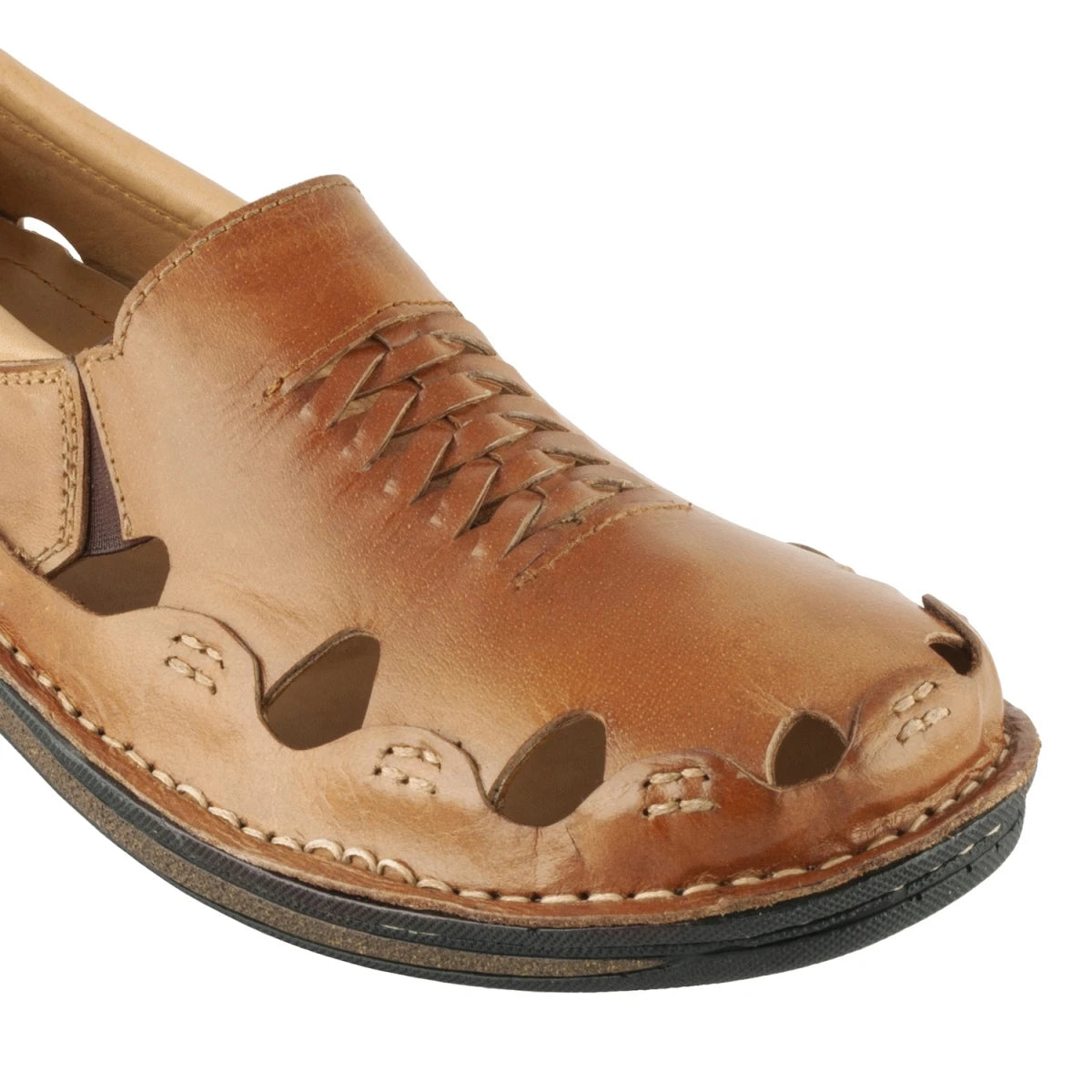 Pure Leather Tan Sandal, with Driving Shoe Sole - Transformer, DMRONBRW24
