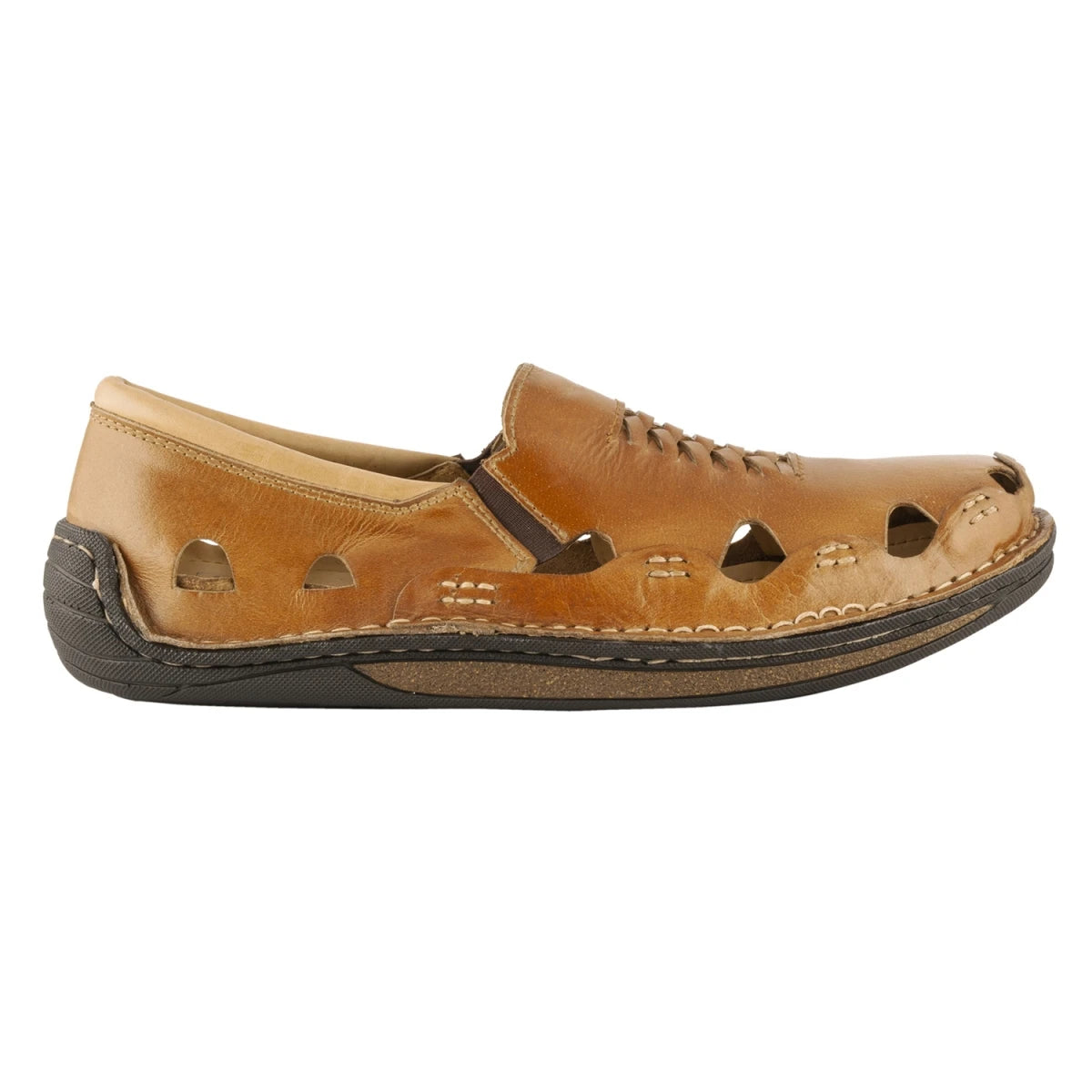 Pure Leather Tan Sandal, with Driving Shoe Sole - Transformer, DMRONBRW24