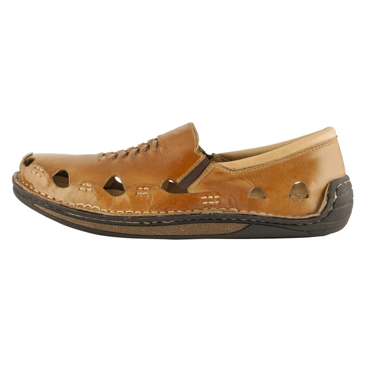 Pure Leather Tan Sandal, with Driving Shoe Sole - Transformer, DMRONBRW24