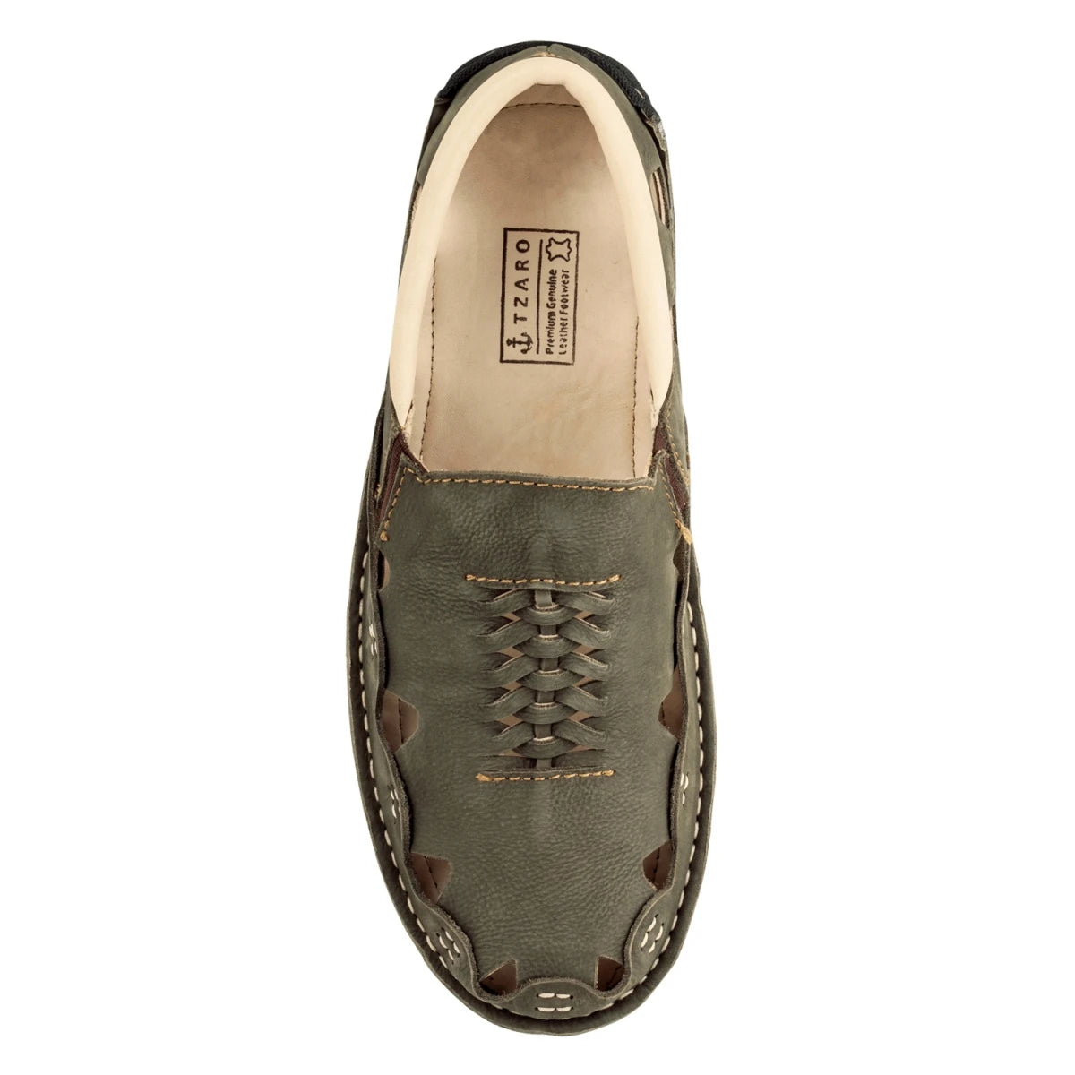 Pure Leather Olive Green Sandal, with Driving Shoe Sole - Transformer, DMRONOLV27