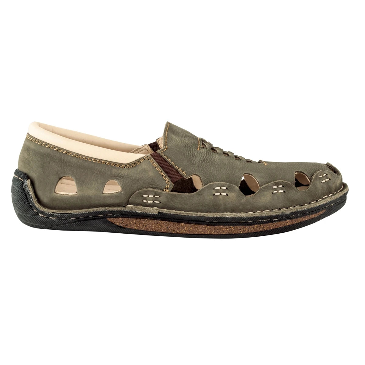 Pure Leather Olive Green Sandal, with Driving Shoe Sole - Transformer, DMRONOLV27