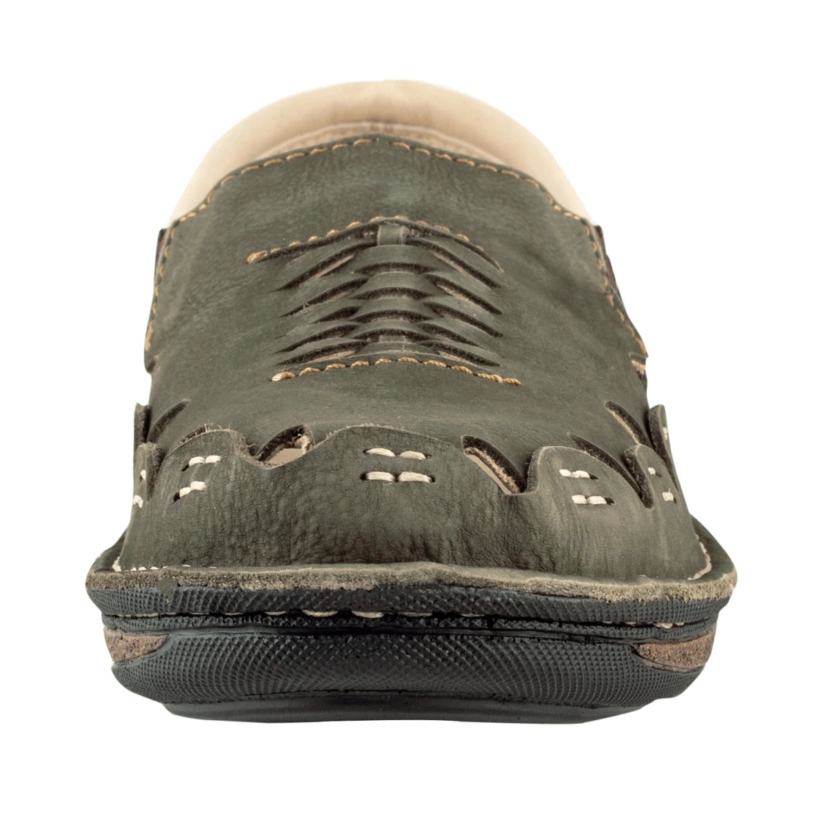 Pure Leather Olive Green Sandal, with Driving Shoe Sole - Transformer, DMRONOLV27