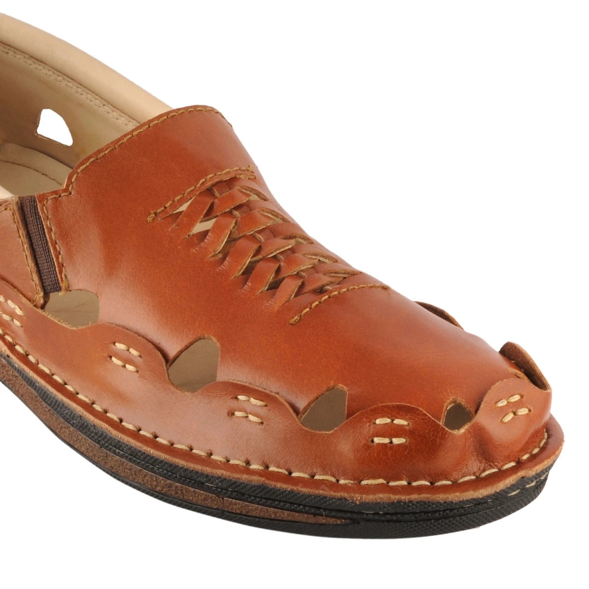 Pure Leather Tan Sandal, with Driving Shoe Sole - Transformer, DMRONTAN23