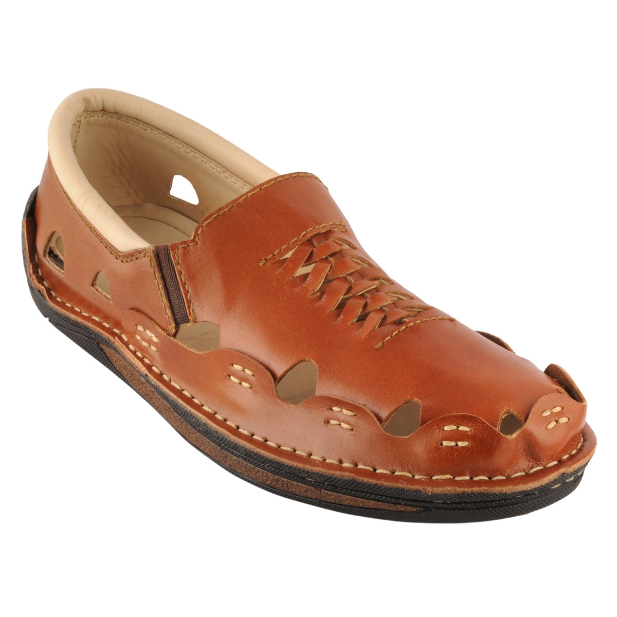 Pure Leather Tan Sandal, with Driving Shoe Sole - Transformer, DMRONTAN23