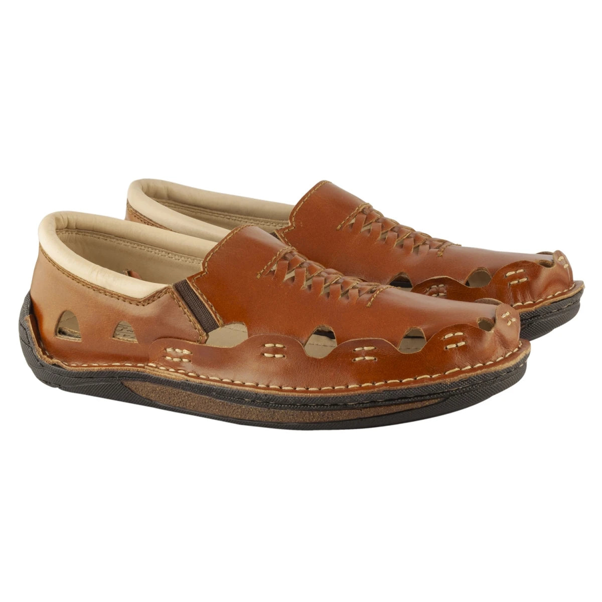 Pure Leather Tan Sandal, with Driving Shoe Sole - Transformer, DMRONTAN23