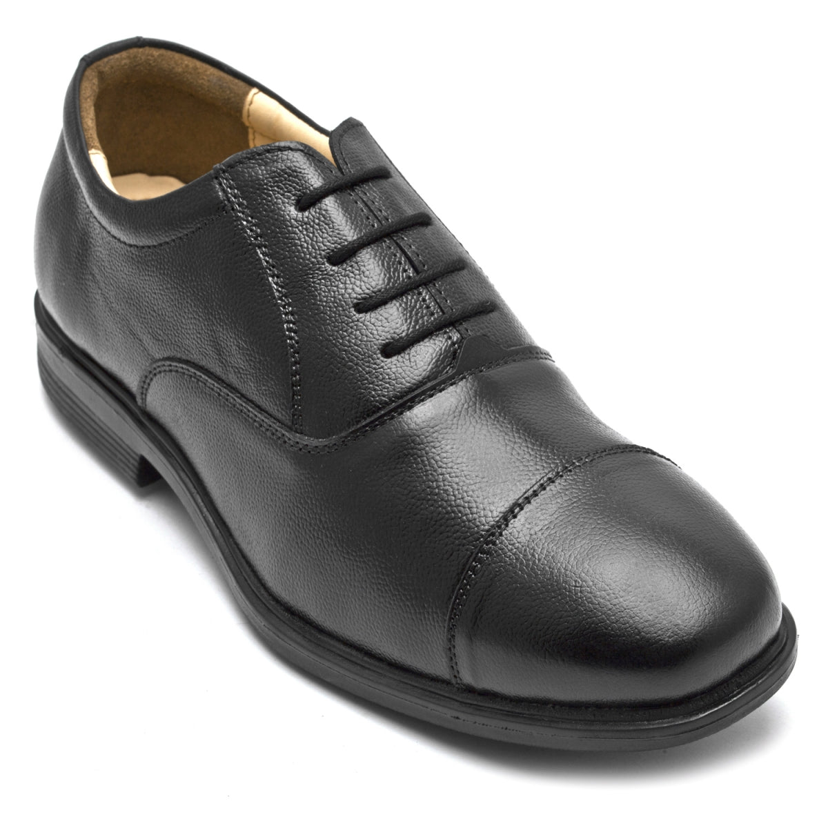 Pure Leather Black Oxford Shoes - Mr. Banker (Grainy Finish), ENBLK2411GN
