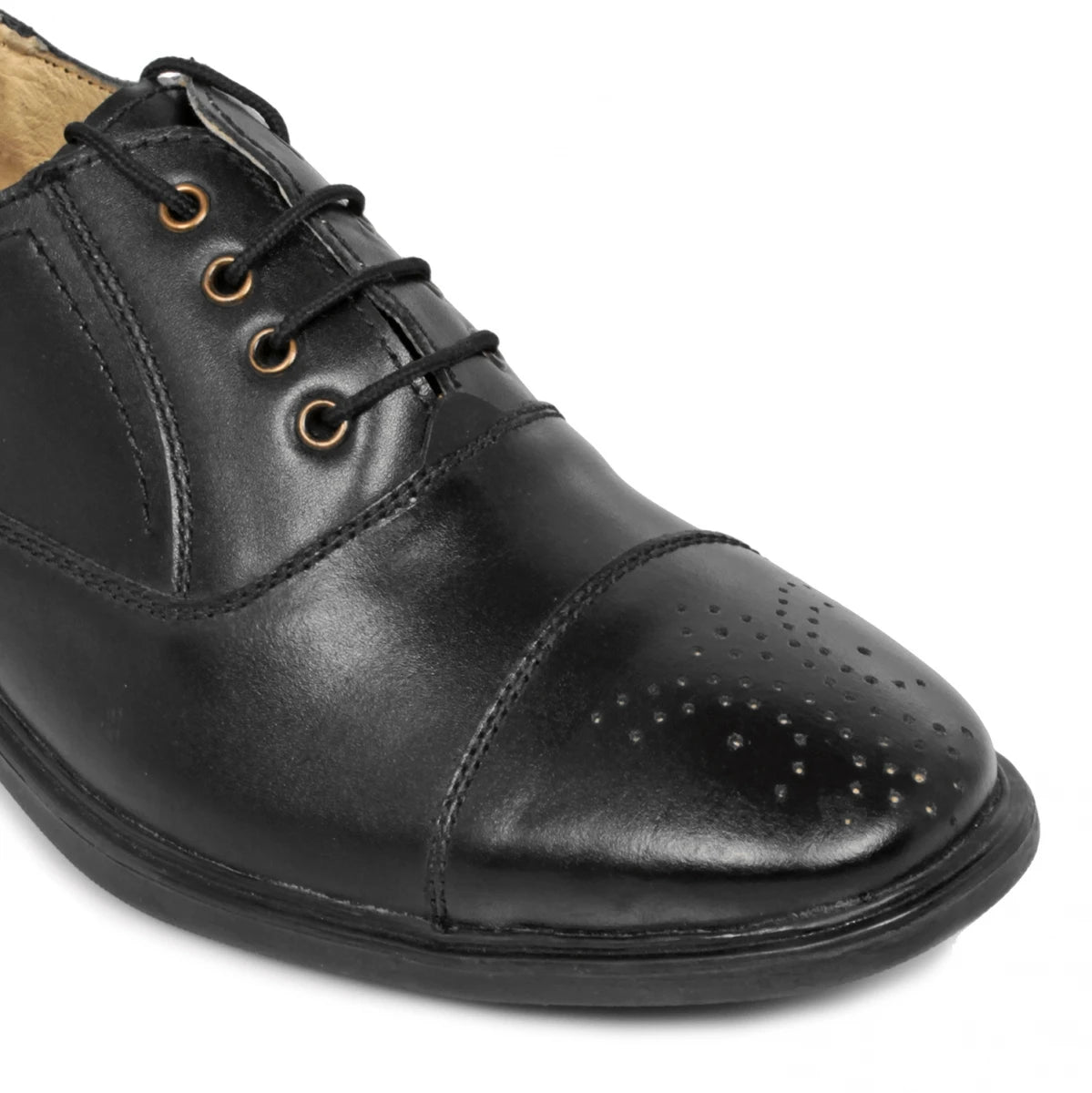 Pure Leather Black Oxford Shoes with a Touch of Brogue - Mr. Tedd, ENGBLK2412