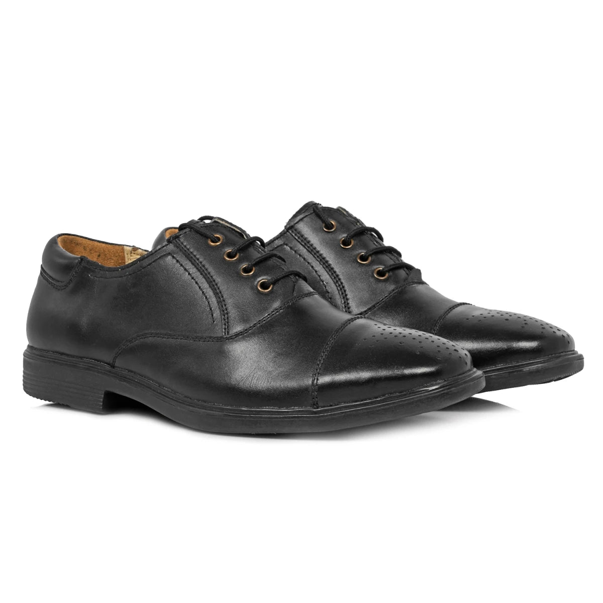 Pure Leather Black Oxford Shoes with a Touch of Brogue - Mr. Tedd, ENGBLK2412
