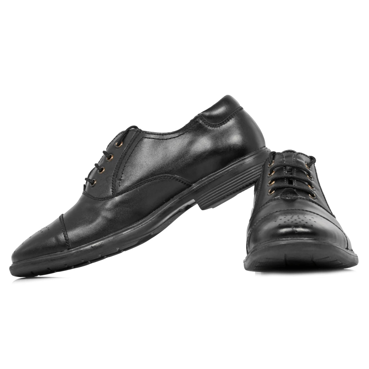 Pure Leather Black Oxford Shoes with a Touch of Brogue - Mr. Tedd, ENGBLK2412