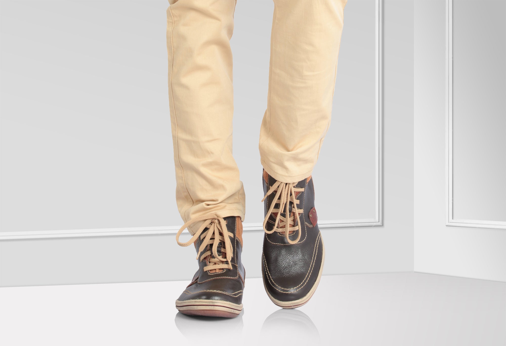 Pure Leather Chocolate Color Boots - FAZ6801CHC - Showcase Image 2