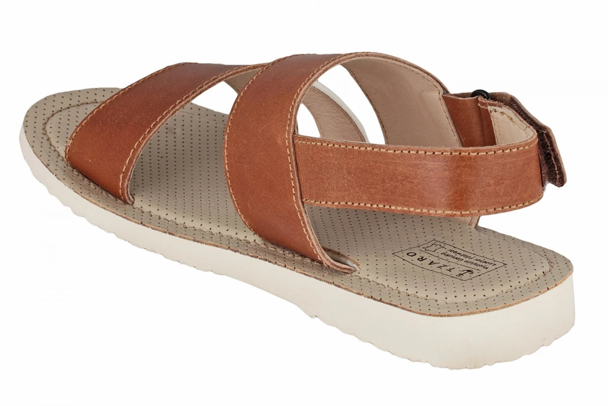 Pure Leather, Super-light, Sandal - Humming-Bird (Tan with White), HB602TNWH