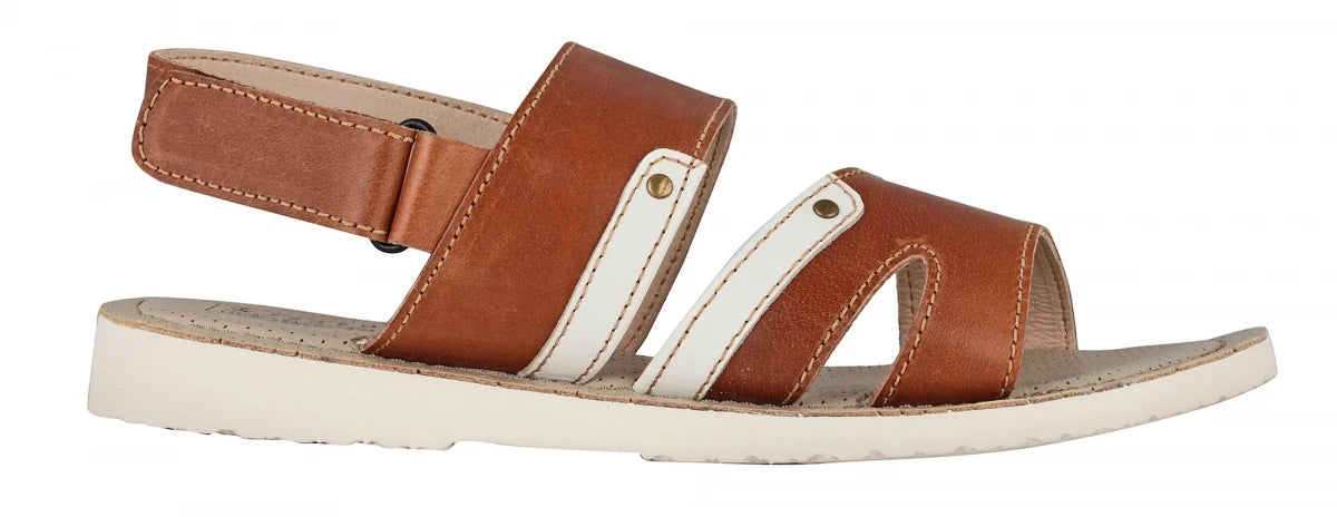 Pure Leather, Super-light, Sandal - Humming-Bird (Tan with White), HB602TNWH