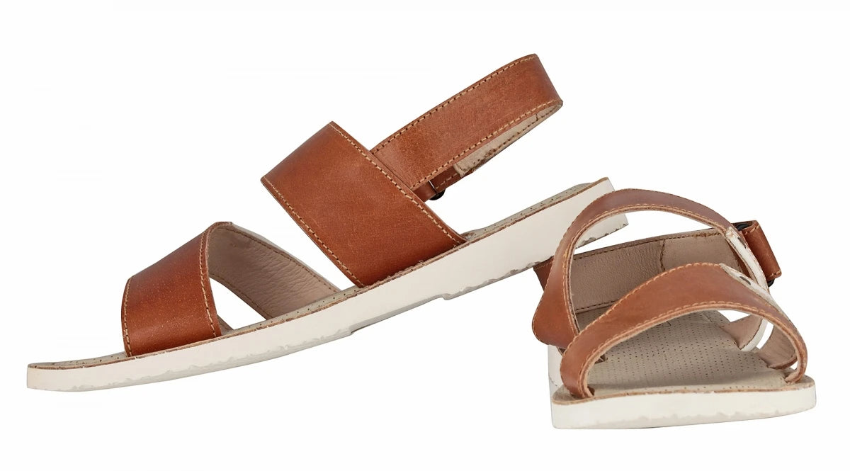 Pure Leather, Super-light, Sandal - Humming-Bird (Tan with White), HB602TNWH