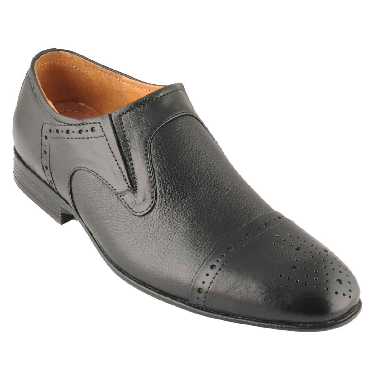 Pure Leather Formal Black Slip-on Shoe with Rubber Sole – Holay362
