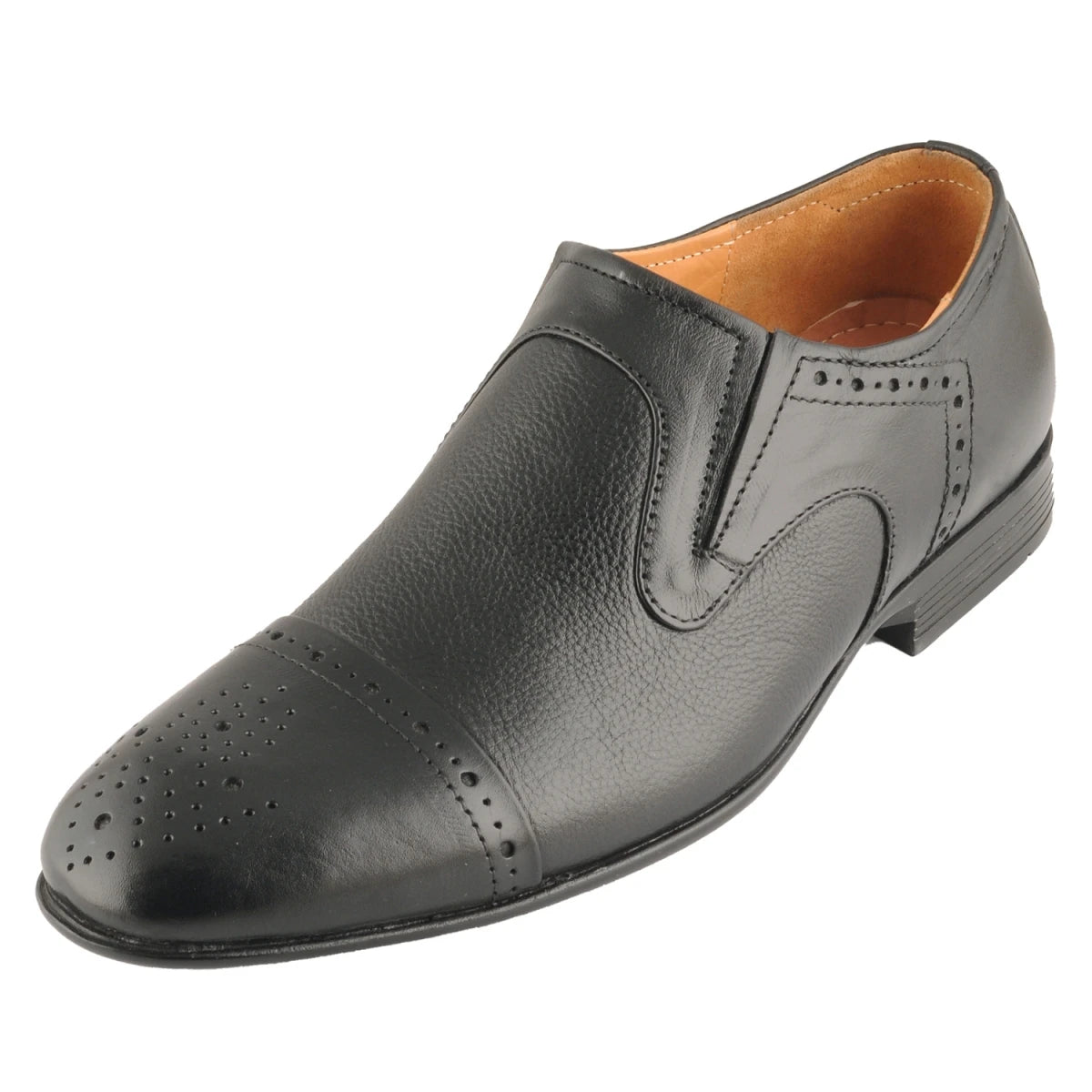 Pure Leather Formal Black Slip-on Shoe with Rubber Sole – Holay362