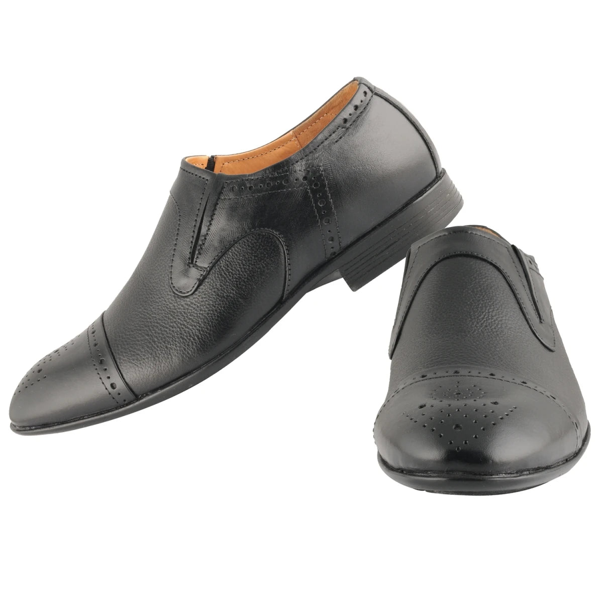 Pure Leather Formal Black Slip-on Shoe with Rubber Sole – Holay362