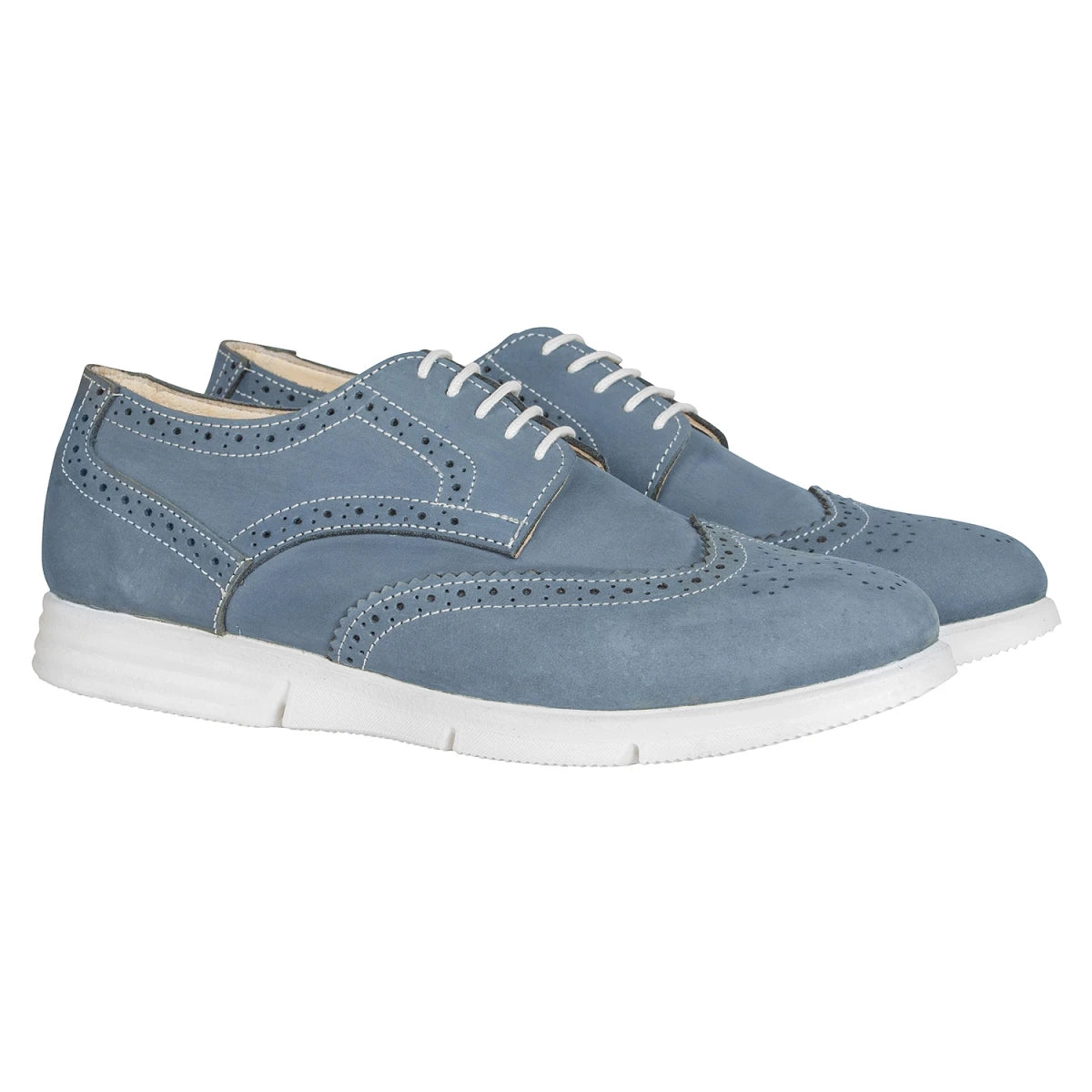 Pure Leather Super-Light Sky Blue Brogues - Gimlet (Sky Blue) ICNNBL2202BRG