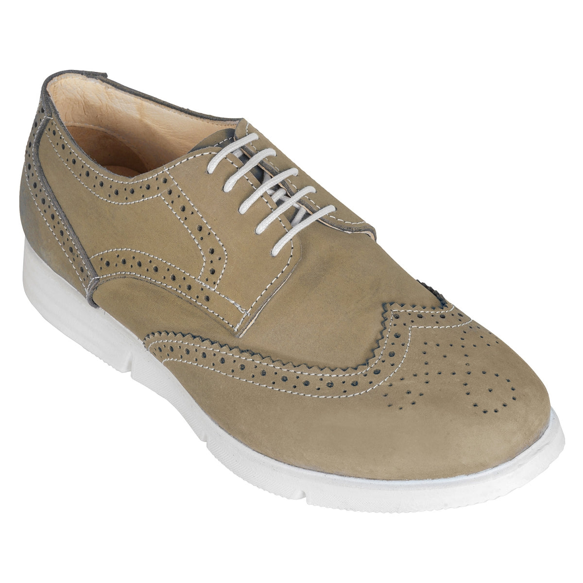 Pure Leather Super-Light Olive Green Brogues - Gimlet (Olive-Green), ICNNOL2203BRG