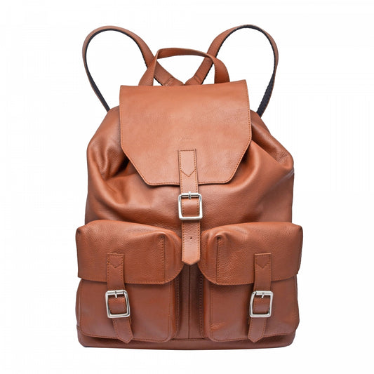 Tan Genuine Leather Backpack - Berlin