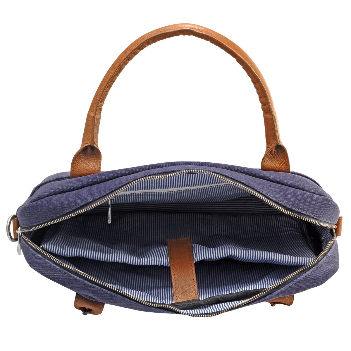 TZARO Canvas - Genuine Leather Laptop Bag: INDIGO