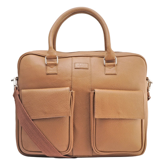 TZARO Genuine Leather Portfolio Bag ZANSKAR (Tan)