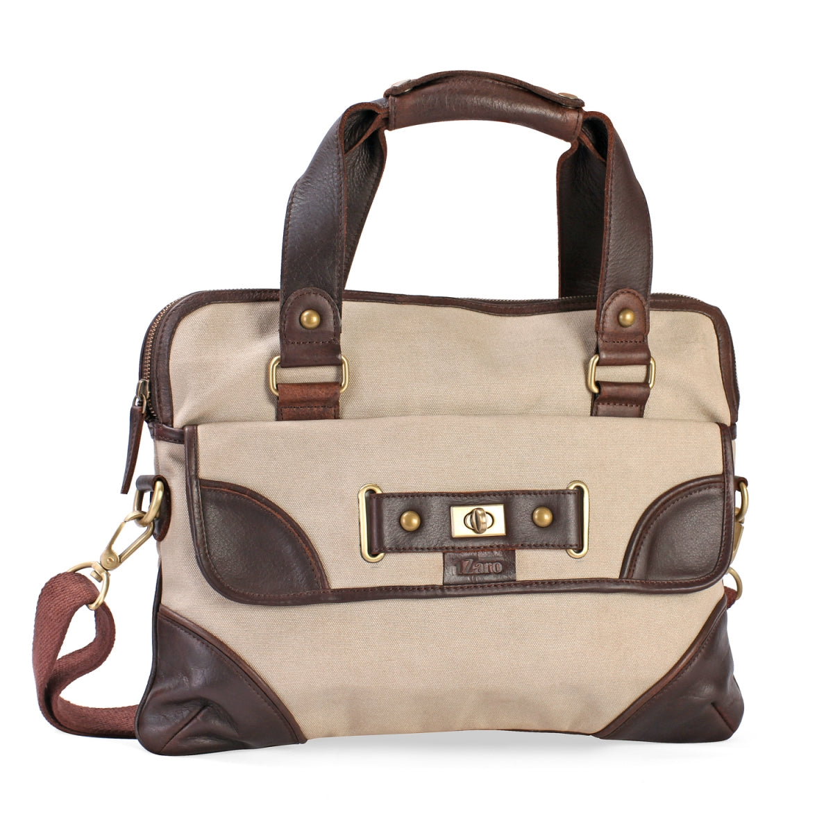 Beige Canvas Genuine Leather Office Bag for Men Online
