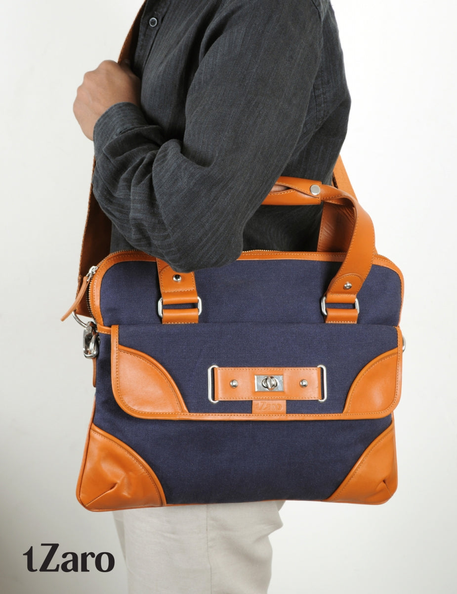 TZARO Canvas - Genuine Leather Laptop Bag: IQPRSBAG008