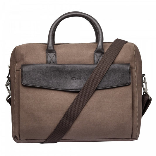 Canvas Genuine Leather Portfolio Sling Bag - Zurich