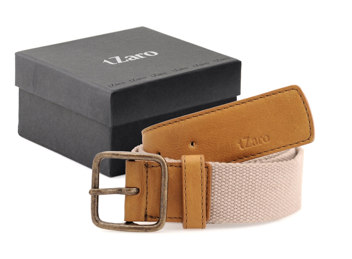 TZARO Canvas Genuine Leather Belt - IQPRSFBLT009