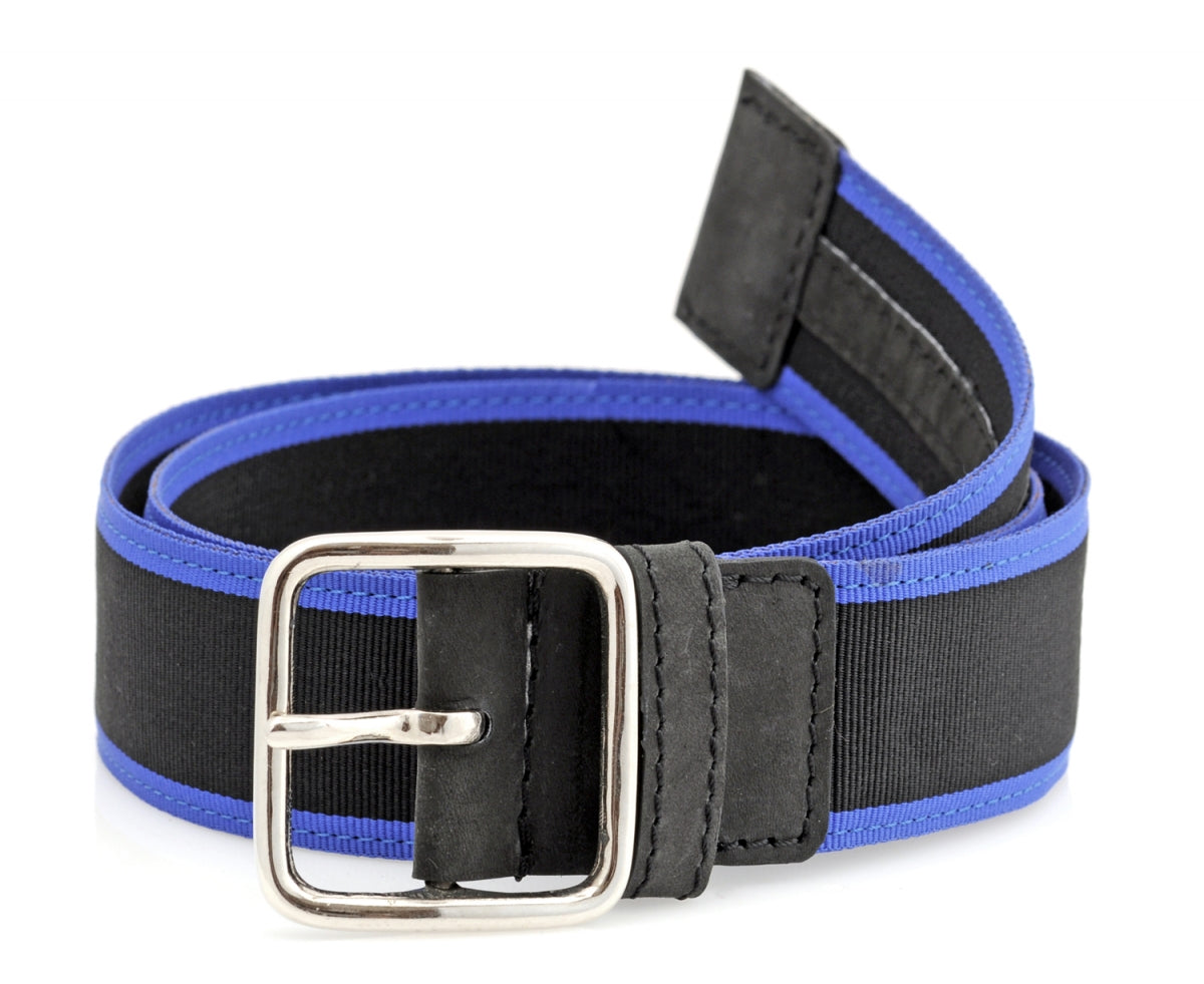 Black & Blue Leather Belt for Men Online