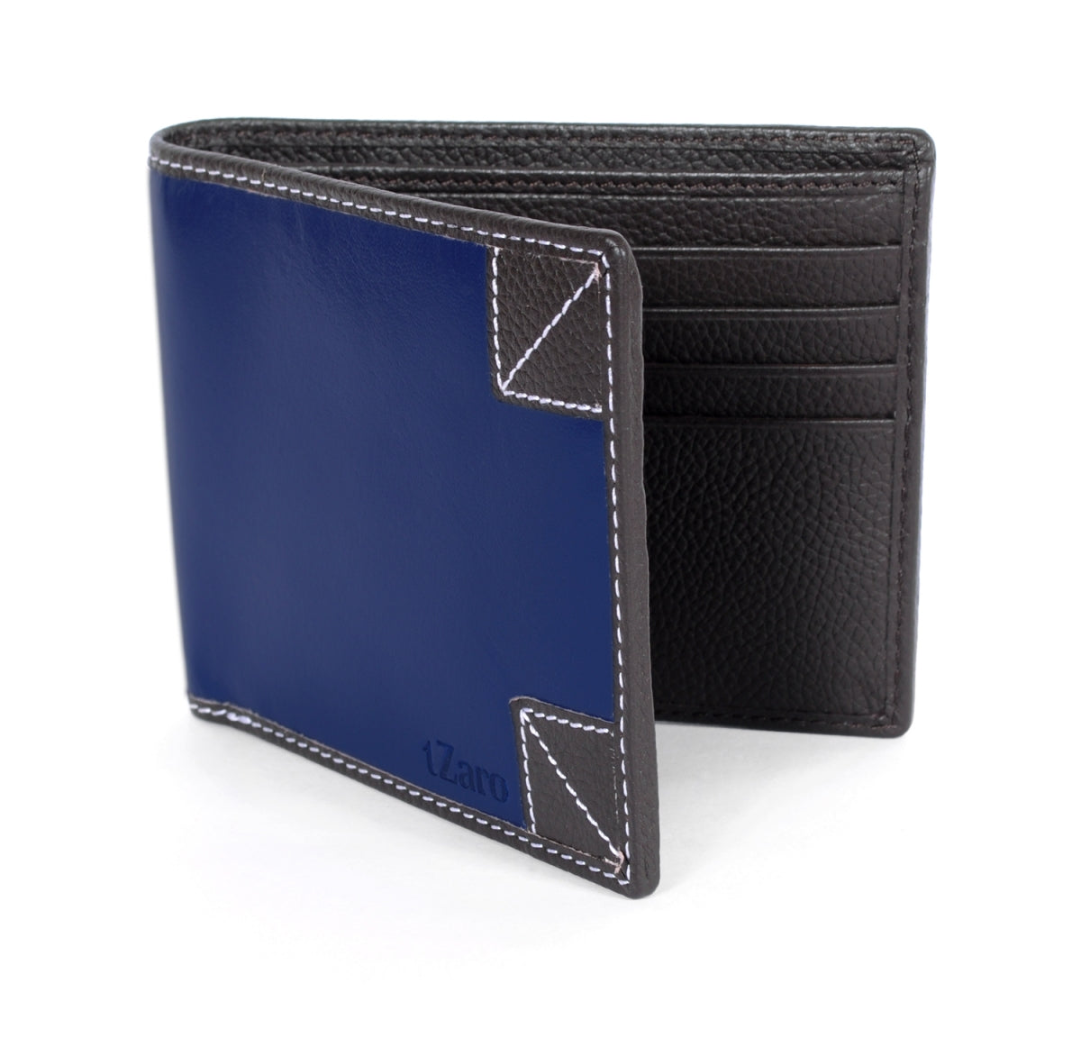 Buy Blue Black Bifold Stylish Leather Wallet Online