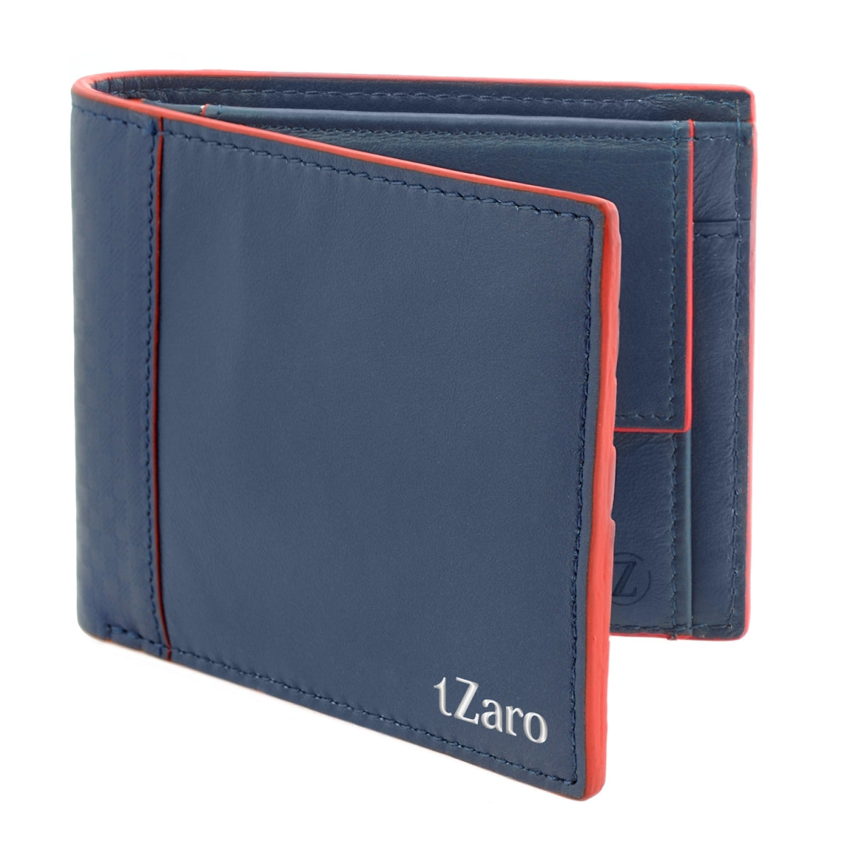 Blue Red Bifold Genuine Leather Wallet for Men Online