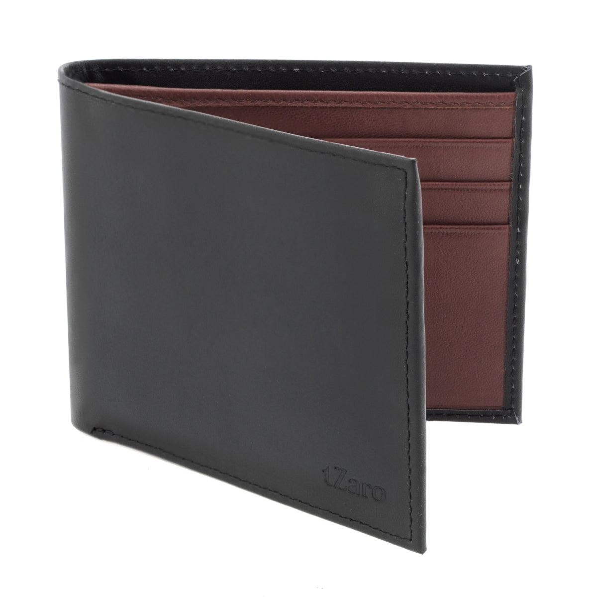 Black Burgundy Bifold Leather Wallet for Men's Online