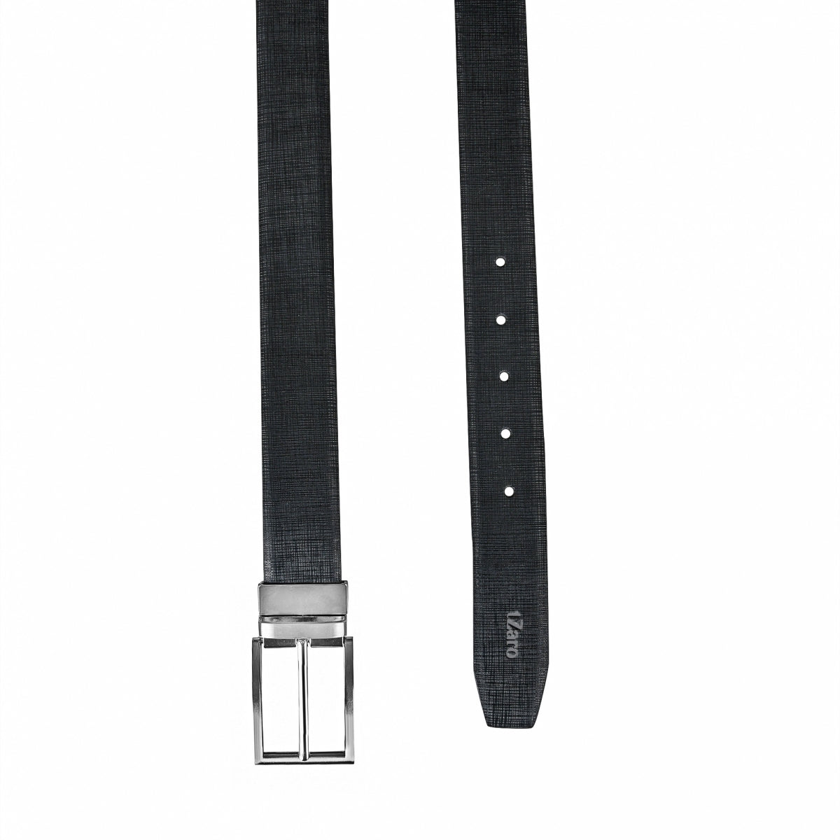 Italian Genuine Leather Reversible Belt in Textured Finish (Black & Dark Tan) - IQZPRLTH49RV
