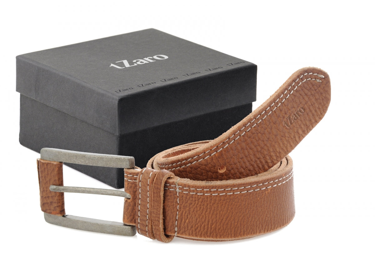 TZARO Tan Colored Genuine Leather Belt - IQZPRLTHBLT038