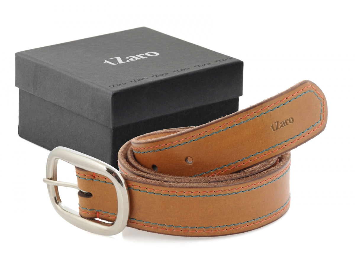 TZARO Light Tan Colored Genuine Leather Belt - IQZPRLTHBLT039