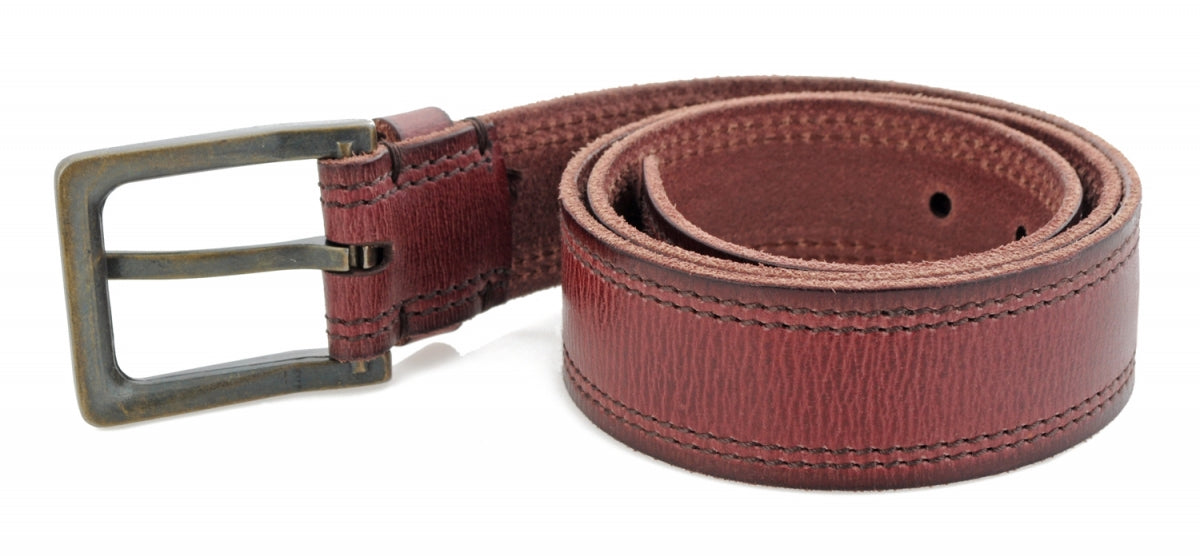 TZARO Burgundy Colored Genuine Leather Belt - IQZPRLTHBLT042