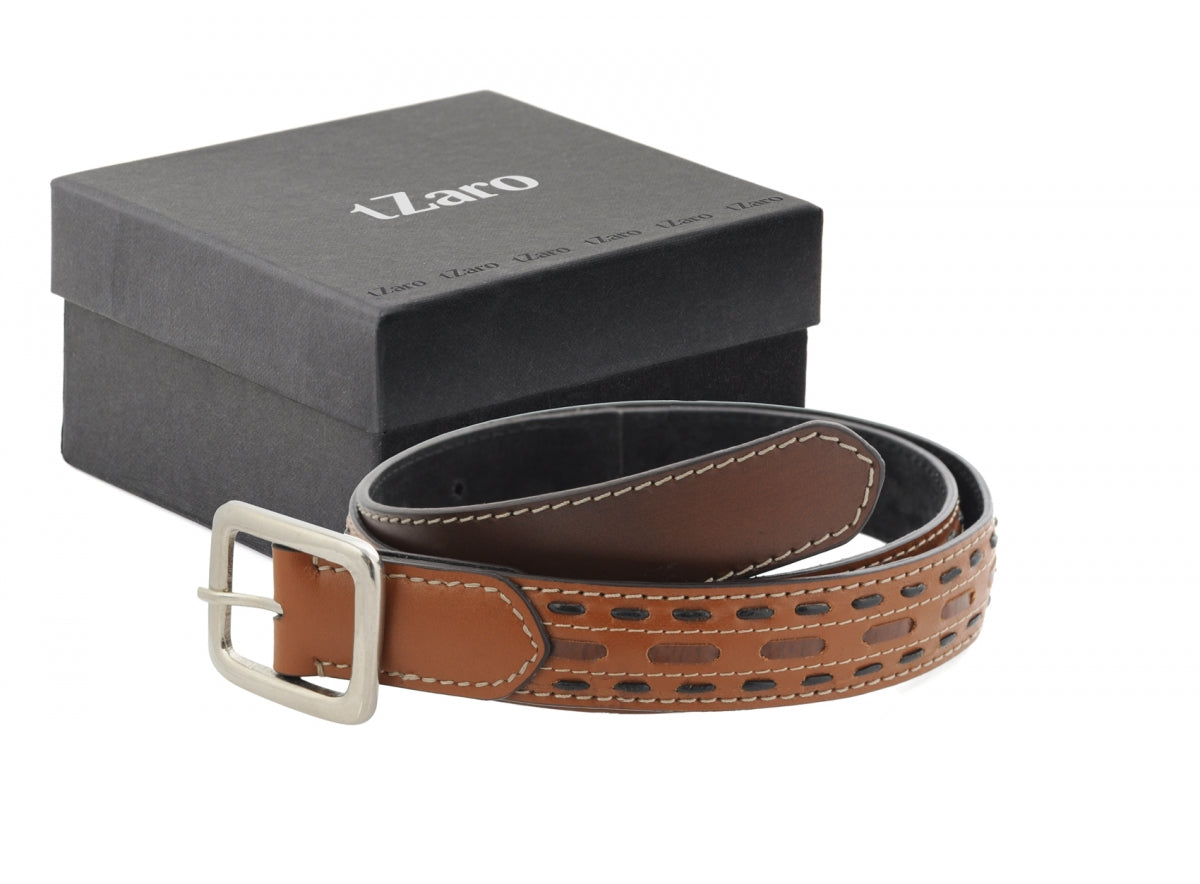 TZARO Tan Colored Genuine Leather Belt - IQZPRLTHBLT044