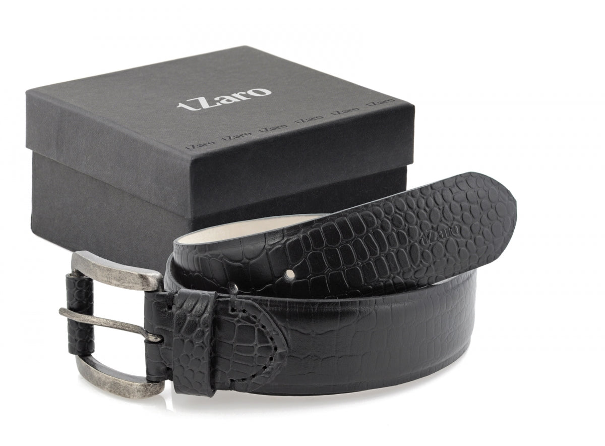 TZARO Black Colored Genuine Leather Belt - IQZPRLTHBLT045