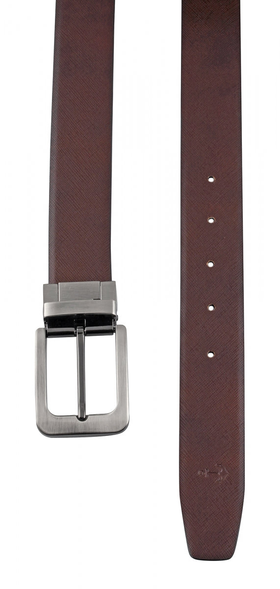 TZARO Black and Dark Tan Reversible Genuine Leather Belt - Milano,IQZPRVDBLK53