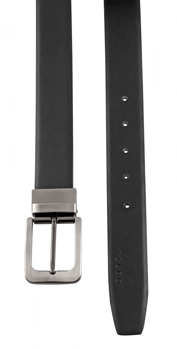 TZARO Black and Dark Tan Reversible Genuine Leather Belt - Milano,IQZPRVDBLK53