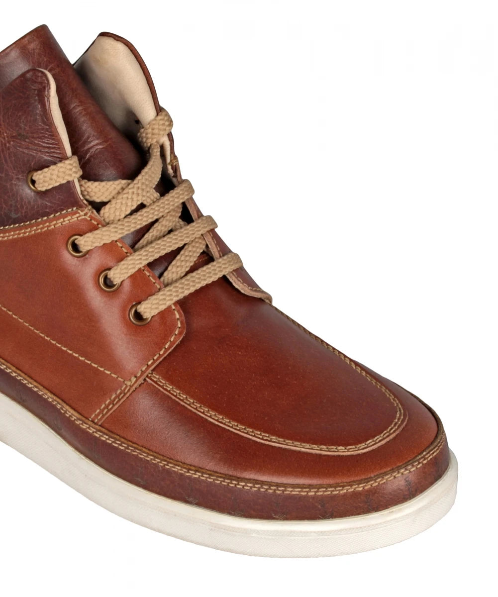 Pure Leather Mid-Ankle, Tan Boots with Rubber Sole  - Madrid, JRDLIV401ANC