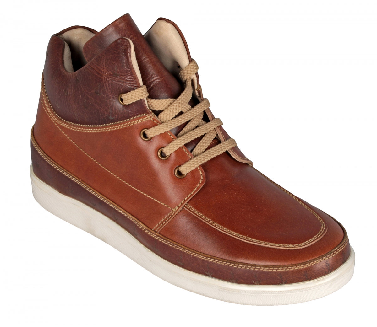 Pure Leather Mid-Ankle, Tan Boots with Rubber Sole  - Madrid, JRDLIV401ANC