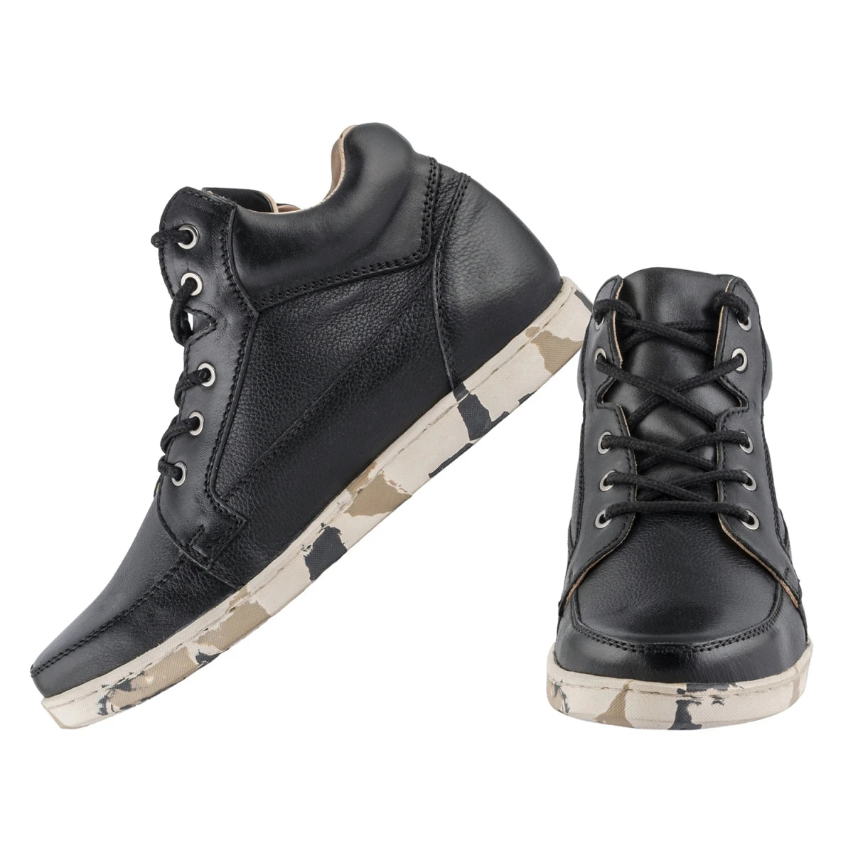Pure Leather Mid Ankle Boots with Rubber Sole - Johnson, JRDLIV403BLK