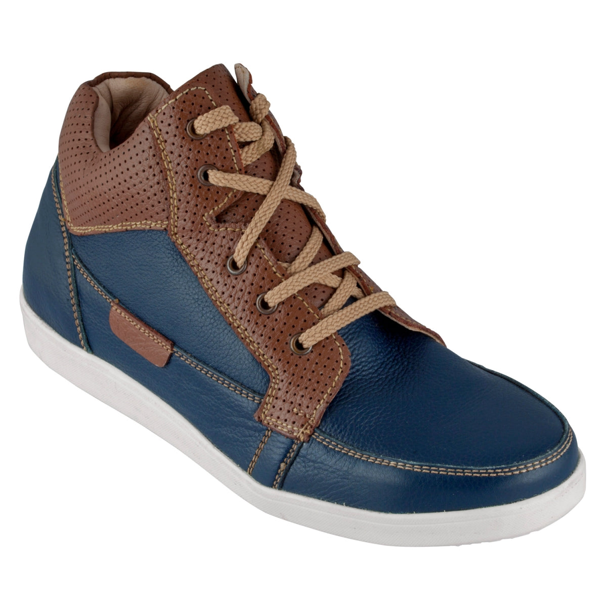 Pure Leather Mid Ankle Boots with Rubber Sole - Jhonson, JRDLIV403BLU
