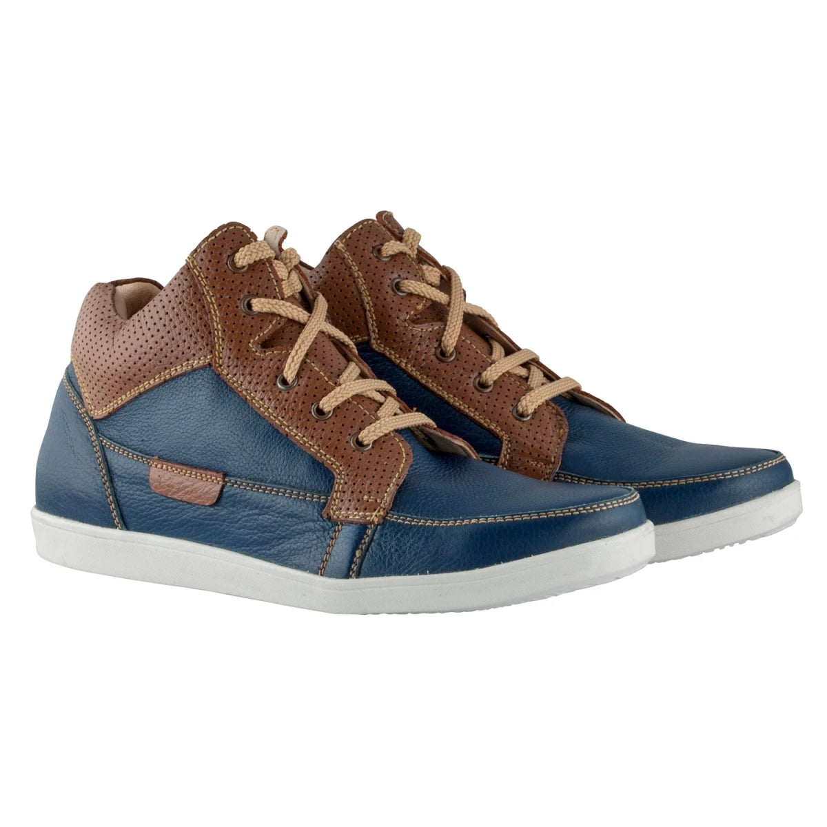 Pure Leather Mid Ankle Boots with Rubber Sole - Jhonson, JRDLIV403BLU